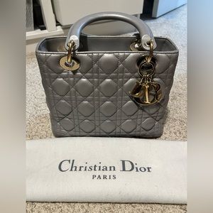 Authentic Metallic Lady Dior Medium